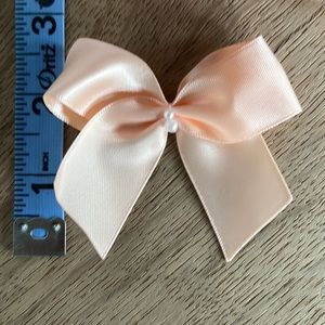 50 Satin Bow with Pearl Accent- Coral/Peach